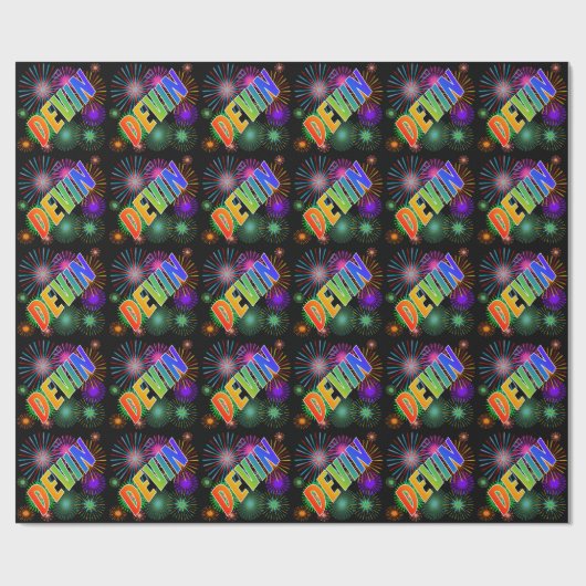 Rainbow Vorname "DEVIN" + Feuerwerk Geschenkpapier (Flach)