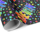 Rainbow Vorname "DEVIN" + Sterne Geschenkpapier (Rolleneckpunkt)