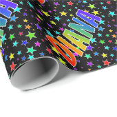 Rainbow Vorname "DIANA" + Sterne Geschenkpapier (Rolleneckpunkt)