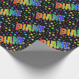 Rainbow Vorname "DIANE" + Sterne Geschenkpapier