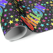 Rainbow Vorname "DILLON" + Sterne Geschenkpapier (Rolleneckpunkt)
