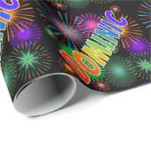 Rainbow Vorname "DOMINIC" + Fireworks Geschenkpapier (Rolleneckpunkt)