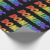 Rainbow Vorname "DOMINIC"; Fun & Colorful Geschenkpapier (Ecke)