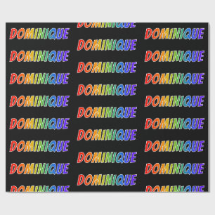 Rainbow Vorname "DOMINIQUE"; Fun & Colorful Geschenkpapier