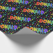 Rainbow Vorname "DONALD" + Sterne Geschenkpapier (Ecke)
