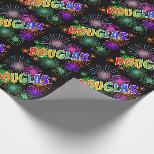 Rainbow Vorname "DOUGLAS" + Feuerwerk Geschenkpapier (Ecke)