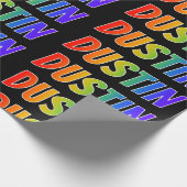 Rainbow Vorname "DUSTIN"; Fun & Colorful Geschenkpapier (Ecke)