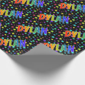 Rainbow Vorname "DYLAN" + Sterne Geschenkpapier (Ecke)