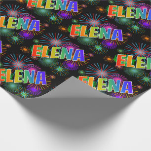 Rainbow Vorname "ELENA" + Feuerwerke Geschenkpapier