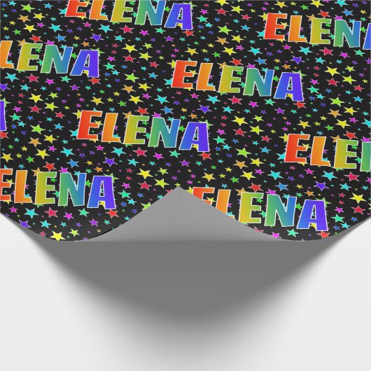 Rainbow Vorname "ELENA" + Sterne Geschenkpapier (Ecke)