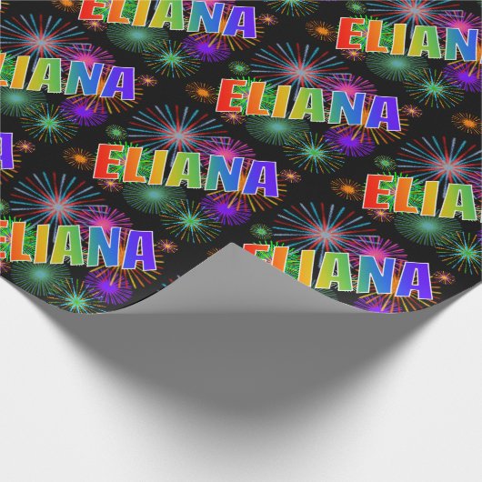 Rainbow Vorname "ELIANA" + Feuerwerke Geschenkpapier (Ecke)