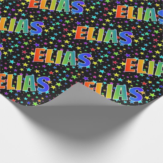 Rainbow Vorname "ELIAS" + Sterne Geschenkpapier (Ecke)