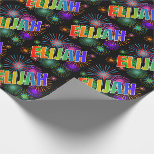 Rainbow Vorname "ELIJAH" + Feuerwerk Geschenkpapier