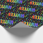 Rainbow Vorname "ELIJAH" + Sterne Geschenkpapier (Ecke)