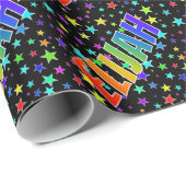 Rainbow Vorname "ELIJAH" + Sterne Geschenkpapier (Rolleneckpunkt)