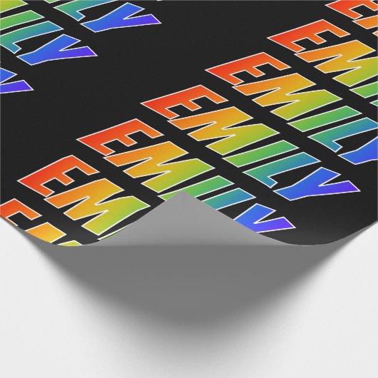 Rainbow Vorname "EMILY"; Fun & Colorful Geschenkpapier (Ecke)
