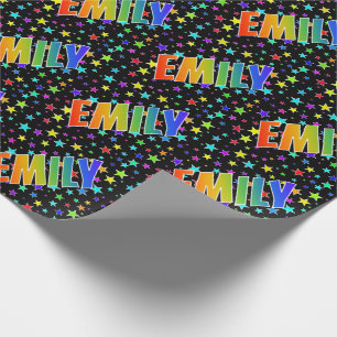 Rainbow Vorname "EMILY" + Sterne Geschenkpapier