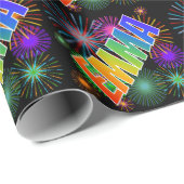 Rainbow Vorname "EMMA" + Fireworks Geschenkpapier (Rolleneckpunkt)