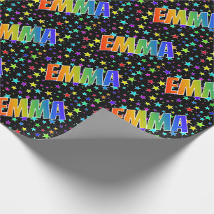 Rainbow Vorname "EMMA" + Sterne Geschenkpapier