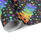 Rainbow Vorname "EMMA" + Sterne Geschenkpapier (Rolleneckpunkt)