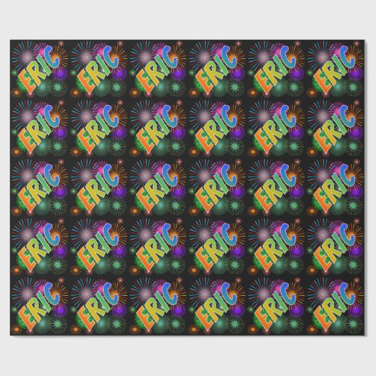 Rainbow Vorname "ERIC" + Fireworks Geschenkpapier (Flach)