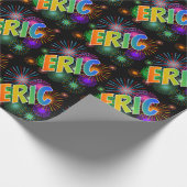 Rainbow Vorname "ERIC" + Fireworks Geschenkpapier (Ecke)