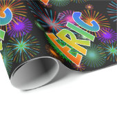 Rainbow Vorname "ERIC" + Fireworks Geschenkpapier (Rolleneckpunkt)
