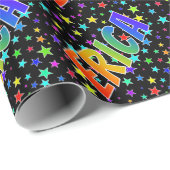 Rainbow Vorname "ERICA" + Sterne Geschenkpapier (Rolleneckpunkt)