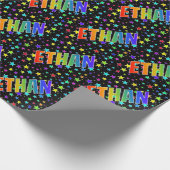 Rainbow Vorname "ETHAN" + Sterne Geschenkpapier (Ecke)
