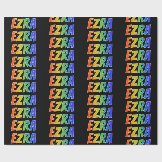 Rainbow Vorname "EZRA"; Fun & Colorful Geschenkpapier (Flach)