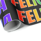 Rainbow Vorname "FELICIA"; Fun & Colorful Geschenkpapier (Rolleneckpunkt)