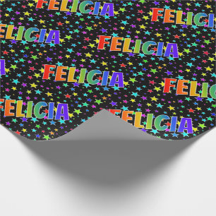 Rainbow Vorname "FELICIA" + Sterne Geschenkpapier
