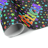 Rainbow Vorname "FELICIA" + Sterne Geschenkpapier (Rolleneckpunkt)