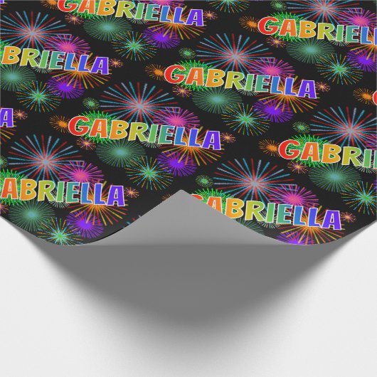 Rainbow Vorname "GABRIELLA" + Feuerwerk Geschenkpapier (Ecke)