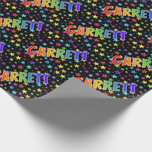 Rainbow Vorname "GARRETT" + Sterne Geschenkpapier (Ecke)
