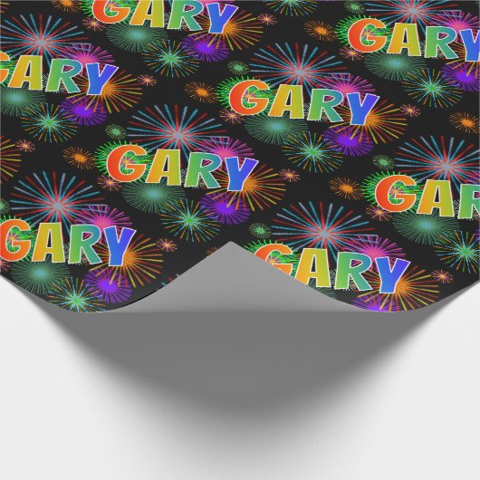 Rainbow Vorname "GARY" + Feuerwerk Geschenkpapier (Ecke)