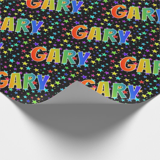 Rainbow Vorname "GARY" + Sterne Geschenkpapier (Ecke)