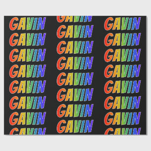 Rainbow Vorname "GAVIN"; Fun & Colorful Geschenkpapier