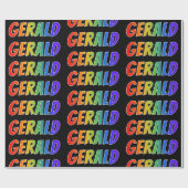 Rainbow Vorname "GERALD"; Fun & Colorful Geschenkpapier (Flach)