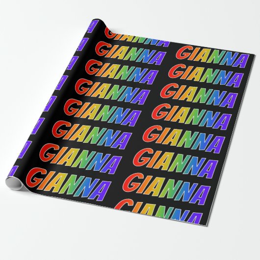 Rainbow Vorname "GIANNA"; Fun & Colorful Geschenkpapier (Ungerollt)