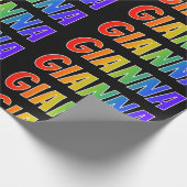 Rainbow Vorname "GIANNA"; Fun & Colorful Geschenkpapier (Ecke)