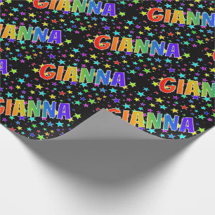 Rainbow Vorname "GIANNA" + Sterne Geschenkpapier