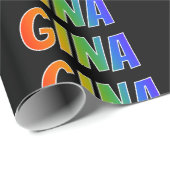 Rainbow Vorname "GINA"; Fun & Colorful Geschenkpapier (Rolleneckpunkt)