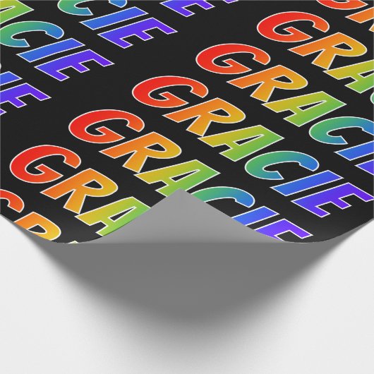 Rainbow Vorname "GRACIE"; Fun & Colorful Geschenkpapier (Ecke)