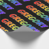 Rainbow Vorname "GREGORY"; Fun & Colorful Geschenkpapier (Ecke)