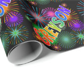 Rainbow Vorname "GREYSON" + Feuerwerk Geschenkpapier (Rolleneckpunkt)