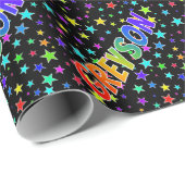 Rainbow Vorname "GREYSON" + Sterne Geschenkpapier (Rolleneckpunkt)