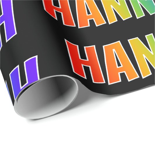 Rainbow Vorname "HANNAH"; Fun & Colorful Geschenkpapier (Rolleneckpunkt)