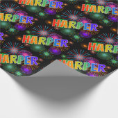 Rainbow Vorname "HARPER" + Feuerwerk Geschenkpapier (Ecke)
