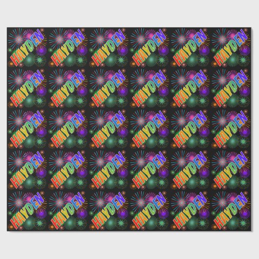 Rainbow Vorname "HAYDEN" + Feuerwerk Geschenkpapier (Flach)